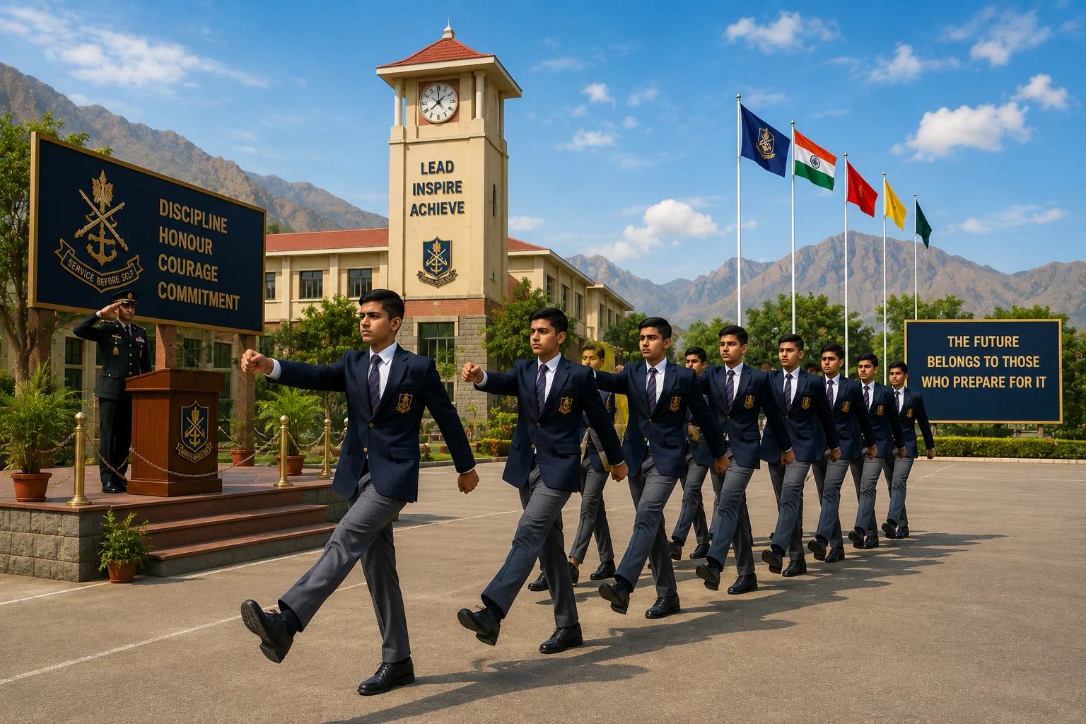 Cadets in a colorful classroom